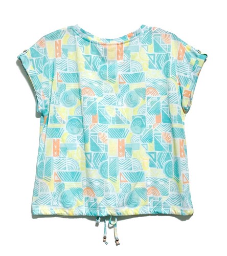 Hearts of Palm, Multicolor Pastell Geometric Print Cap Sleeve Top, SizeL - Bild 2 von 3