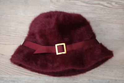 Kangol Vintage Made in England Fur Furgora Burgundy Bucket  display picture 2