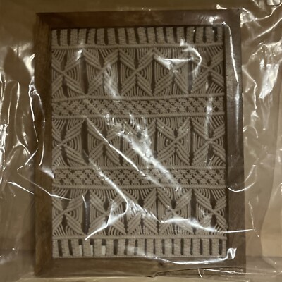 Beautiful Cream Macrame Frame Art Country Folk Decor 16 X 12 Mango Wood