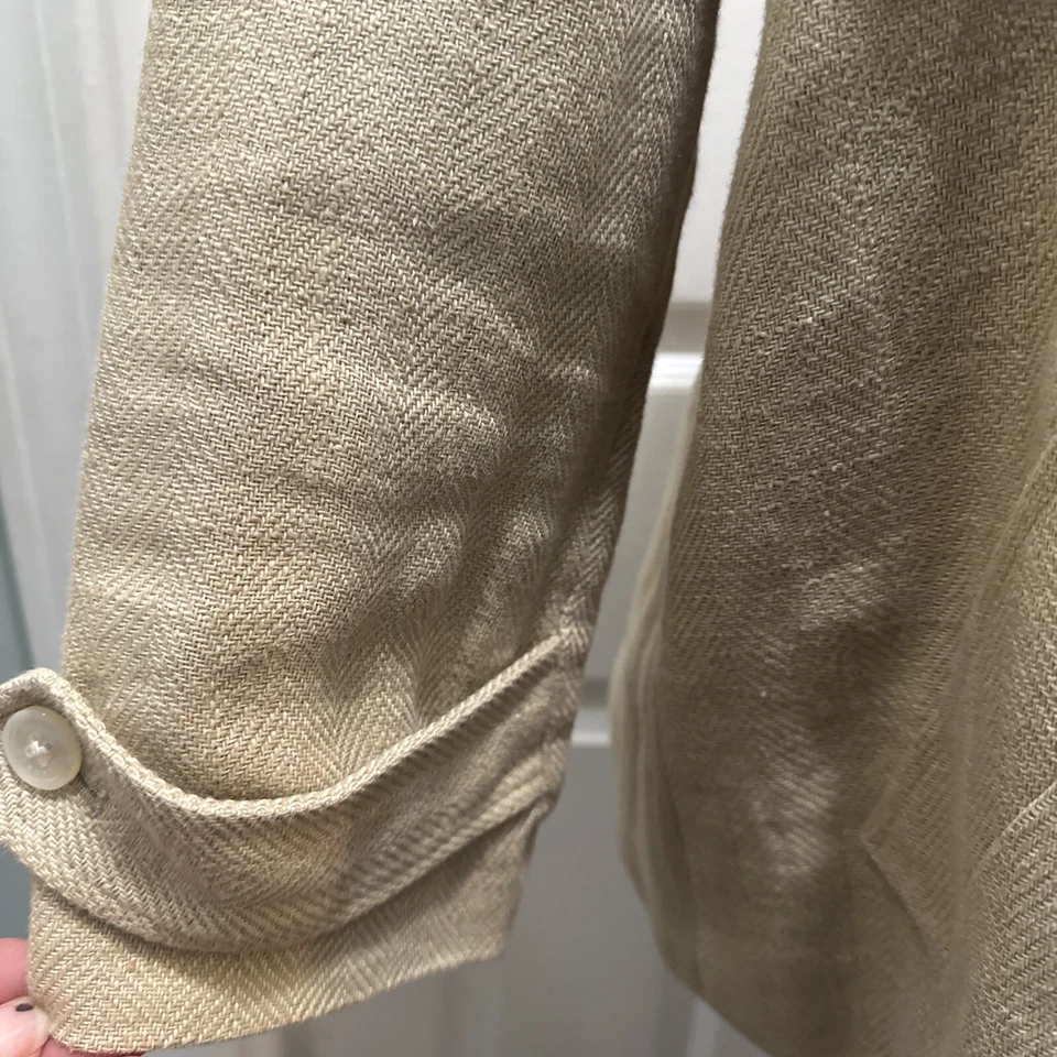 Lauren Ralph Lauren эксклюзивный средний желтовато-коричневый Herringbone печать льняной качели куртка - Изображение 4 из 4