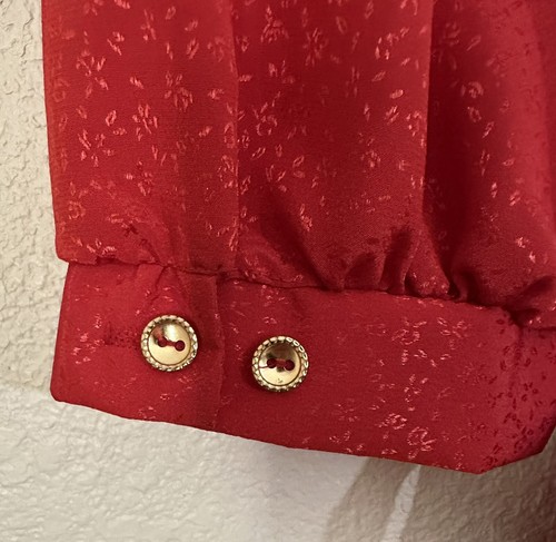 Vintage Breli Originals Red Long-Sleeve Belted Dress Size 18 Y2K 80s Made In USA - Picture 6 of 11