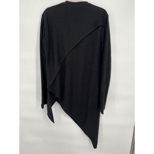 Iridium Black Tunic Top Long Sleeve Asymmetric Faux Leather Detail L - Picture 4 of 9