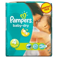Pampers Baby Dry Nappies Maxi Monthly Pack - Size 4 (174 Nappies), 174, 4 Pampers Baby Dry Nappies Maxi Monthly Pack - Size 4 (174 Nappies), 174, 4