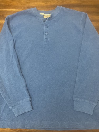 LL Bean Henley Thermal Waffle Shirt Men 
