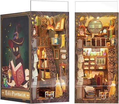 CUTEBEE Buchecke Kit, DIY Miniatur Puppenhaus Booknook Kits für Erwachsene, 3D Modell