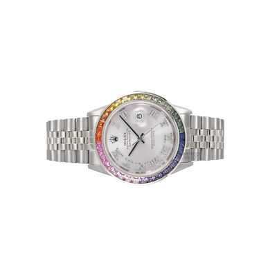 ROLEX DATEJUST 16234 STEEL 36MM JUBILEE WATCH SILVER DIAMOND ROMAN