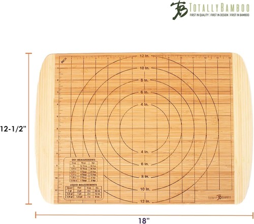 Dual-Sided Bamboo Butcher Block: Baker’s Board with Juice Grooves & Measurements - Picture 10 of 10
