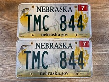 Pair of original Nebraska Kingfisher USA aluminium license plates "TMC 844"