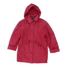 Pierre Cardin Womens Pink Quilted Hooded Coat | Vintage High End Designer Jacket