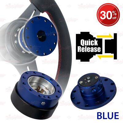 Auto Lenkrad BLAU Schneller Abbau Alu Nabenadapter mit Push-Pin Snap Off 6-Loch