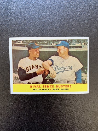 1958 TOPPS Rival Fence Busters Willie Mays - Duke Snider #436 Baseball Card - Picture 2 of 3