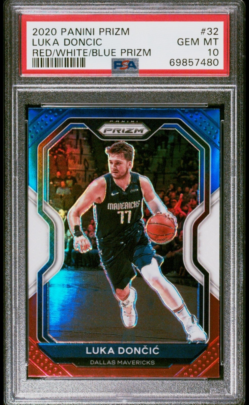 Luka Doncic 2020 Panini Prizm Red/White/Blue #32 PSA 10 Gem Mint Low Pop *Mavs*