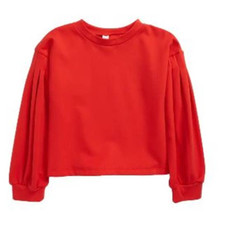 1901 Kids Red Tomato Pleated Sleeve Fleece Sweatshirt NWOT Girls Size L 10-12