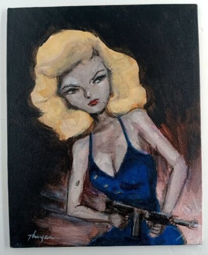 Cubierta de ficción pulp original niña pintura arte Thayer ÚNICO lienzo NO ES UNA IMPRESIÓN - Imagen 3 de 5