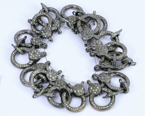 Pave Diamond Lobster Clasps 3Pc 925 Silver Necklace Jewelry Findings Wholesale. - Picture 5 of 12