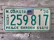 North Dakota License Plate Truck ‘74 #259817 Peace Garden State 1974 ND