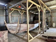 Devon Wooden Fishing Boat Project for Restoration. Comes with Timber Frame. Rare