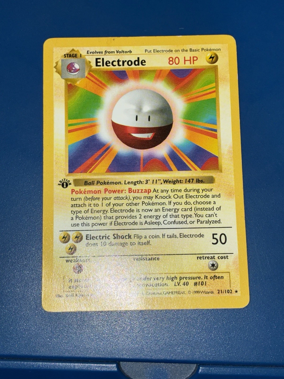 Pokemon TCG Electrode 21/102 Base Set 1st Edition Rare Stage 1 80HP EN 1999