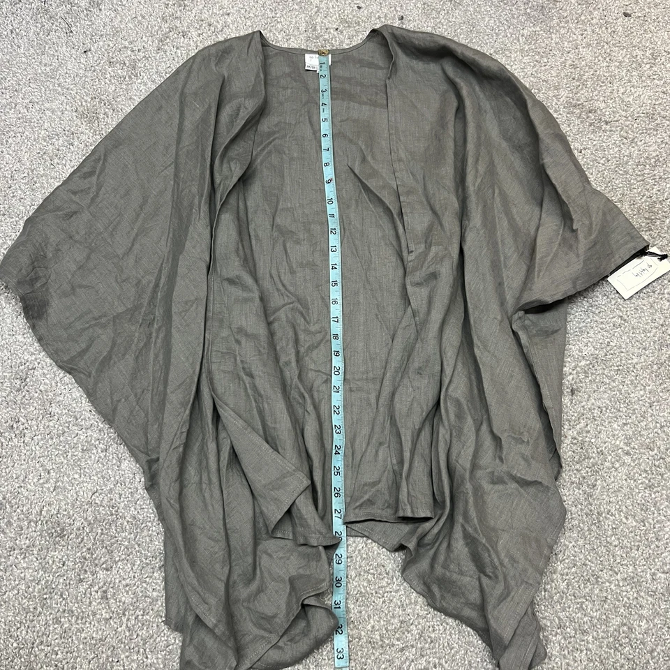 Go Lightly Kimono Cardigan Womens One Size Gray 100% Linen Open Front Made USA - Image 2 of 4