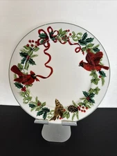 Vintage Royal Norfolk Cardinal Ribbon Christmas Dinner Plate