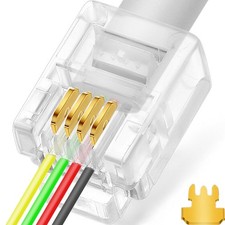 NECABLES 20Pack RJ11 Pass Through Connector 6P4C Telephone Modular Plug 3 Prong