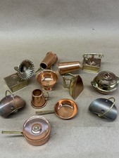 Vintage Miniature Metalware Copper Colored Lot Dollhouse Kitchen Decor Tiny
