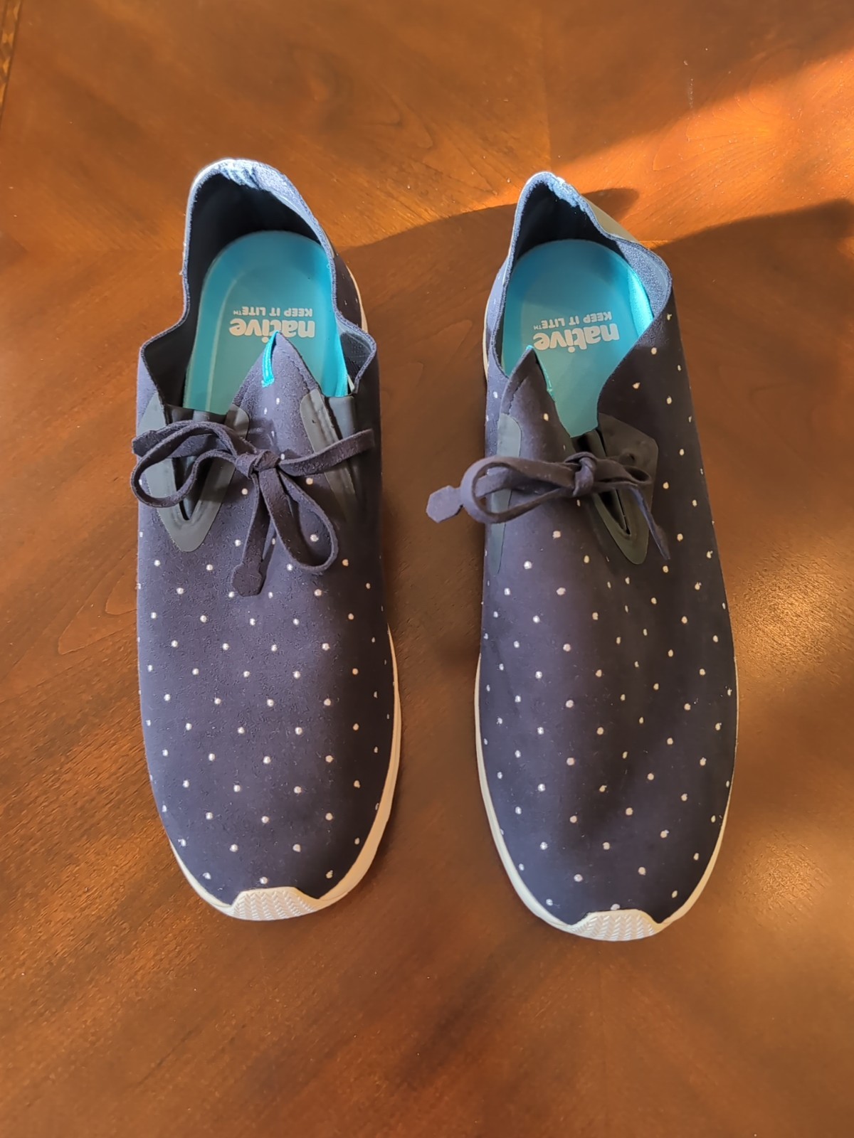 Native  Navy Blue White Apollo Moc  Slip On Lightweight Snea