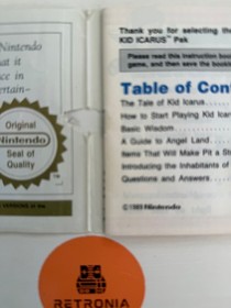 Kid Icarus Nintendo Nes Game Instruction Manual UK Version