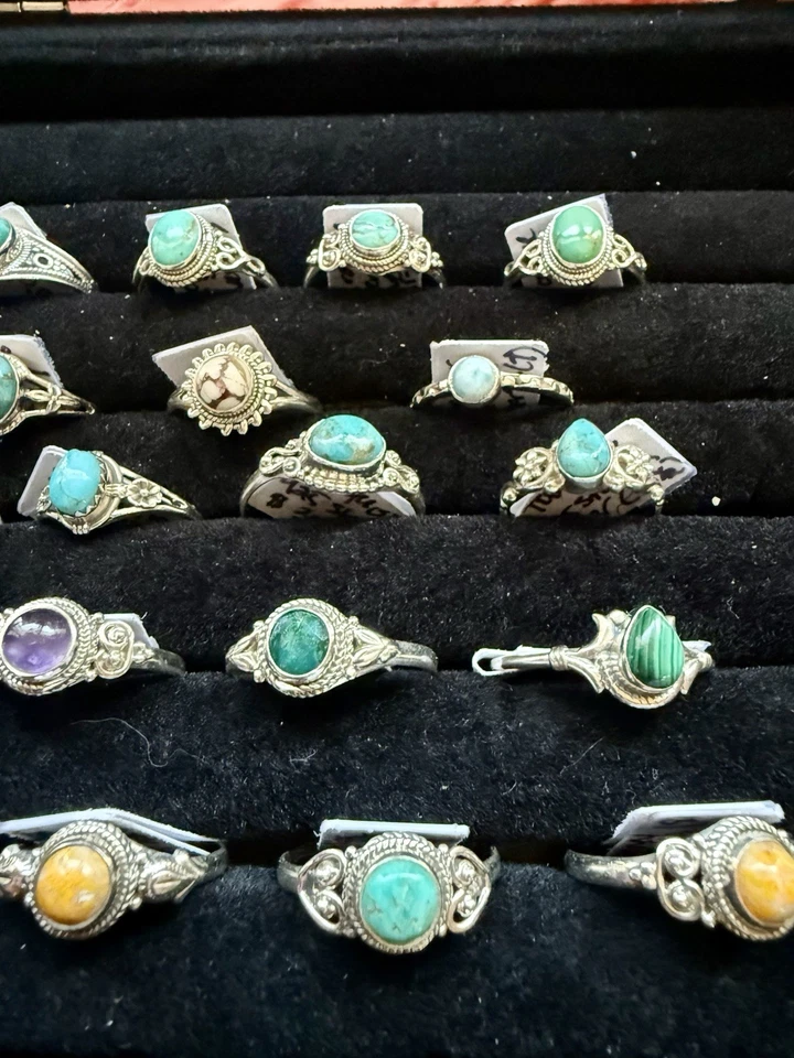 Lote de 19 anillos Danity de piedras preciosas genuinas estampados en plata de ley, nuevos Foto 4 de 4