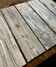 10 THIN, KILN DRIED, SANDED, SPALTED CURLY MAPLE 12 X 3 X 1/4" LUMBER WOOD CS