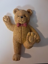 Vintage Home Interiors Kids Resin Teddy Bear Wall Decor with Hook 7" X 5"