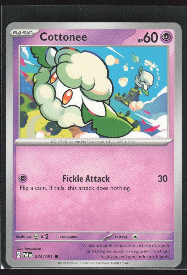 2024 Scarlet & Violet Series - Paldean Fates Cottonee Common #34