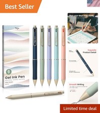 Stylish Gel Pen Set - 6 Pcs Retractable Fine Point Pens in Pastel Colors