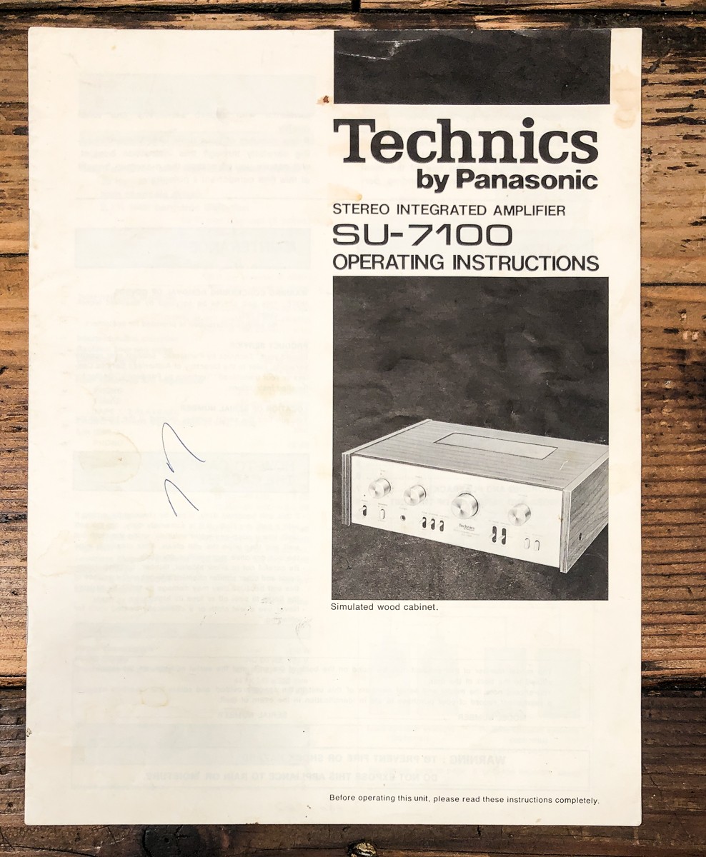 Technics SU-7100 Amplifier Owners / User Manual *Original*