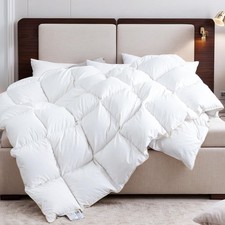 Goose Down Feather Fiber Comforter Queen Size Quilted White Duvet Insert Nois...