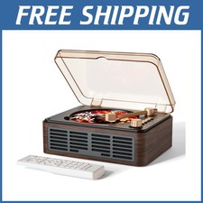 Retro Bluetooth CD Player with Speakers - Walnut Brown