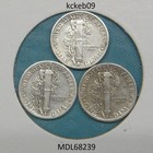 Mercury dime lot of 3, 1939-D, 1939-P, 1939-S.  90% silver coins — photo 2