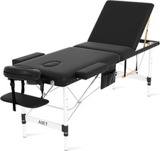 Massage Table, 3 Fold Portable Professional Lash Tattoo Spa Bed, Height Adjustab