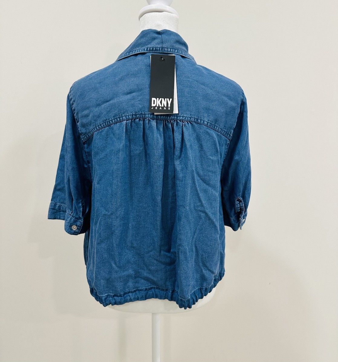 DKNY Jeans Shirt Womens Size S Blue Denim Tencel Button