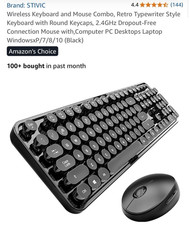 2.4GHz Wireless Slim Keyboard Mouse Set Retro Round Keycaps Keyboard