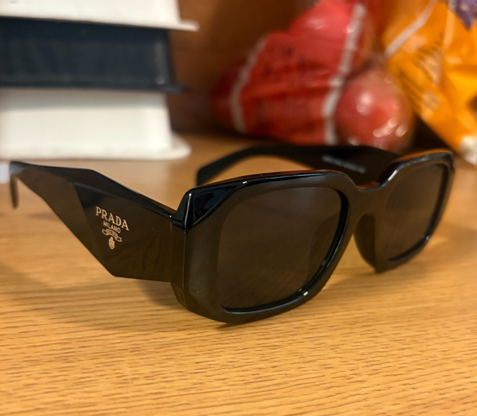 Prada PR 17WS Sunglasses Black Acetate Square Frame Authentic thumbnail 7