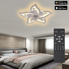 Lampadario LED 65cm con Ventilatore Fiore di loto con Telecomando e App