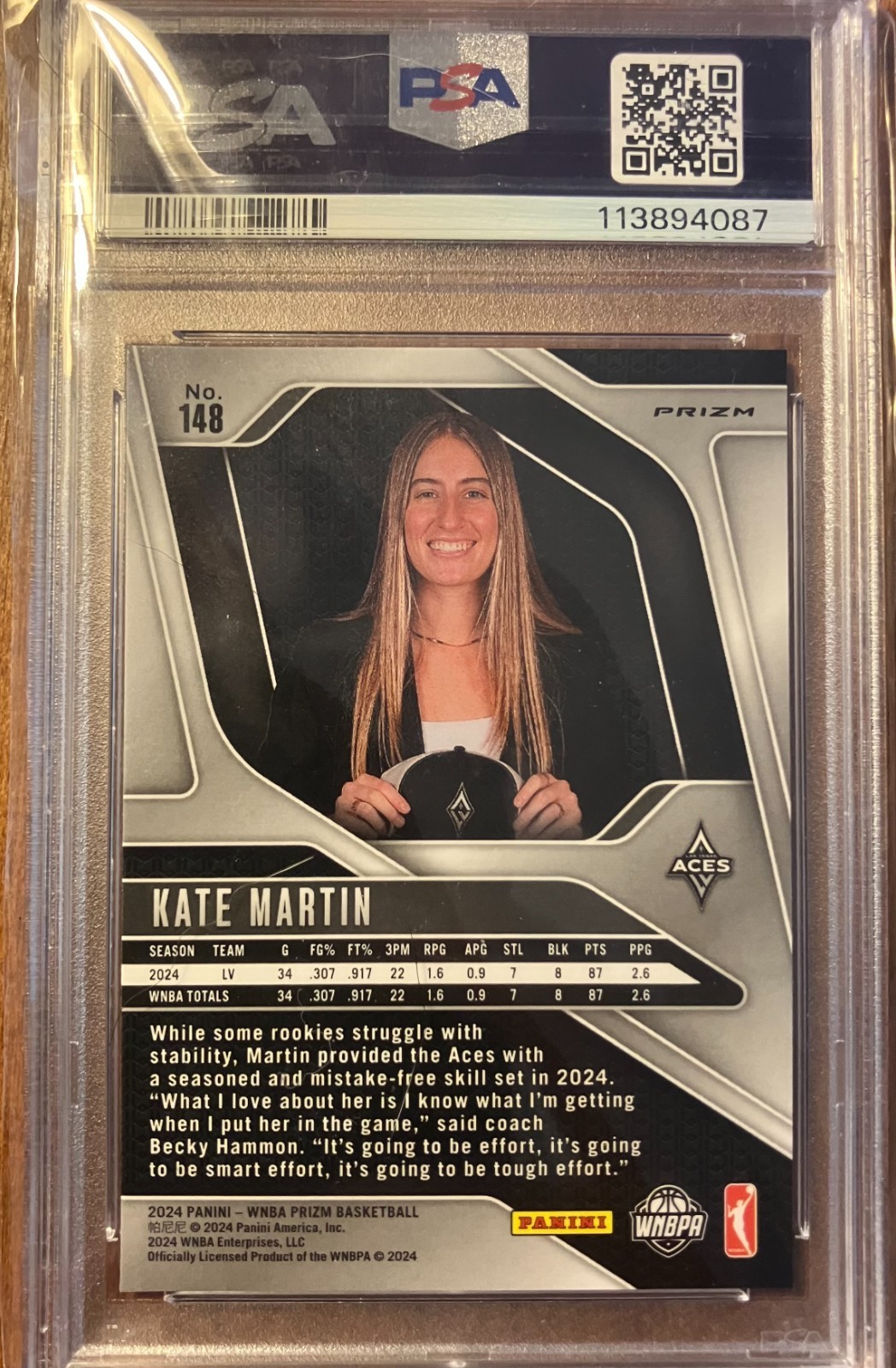 2024 Kate Martin Prizm WNBA Orange Velocity Panini RC Rookie Card PSA 10 #148 view 2