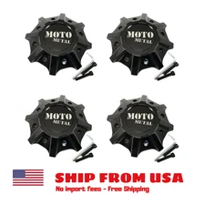 4 Moto Metal G-Black Wheel Center Hub Caps for 5/6/8Lug MO986 Siege MO988