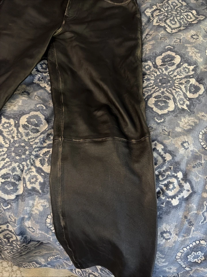 H&M Atelier Men’s Vegan Leather Pants In Black Size 34x30 - Image 4 of 4