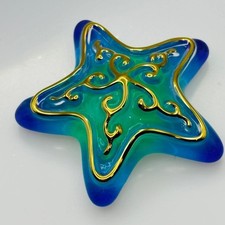 Glass Starfish Figurine Coastal Beach Decor Mini Sea Star Gold Accent