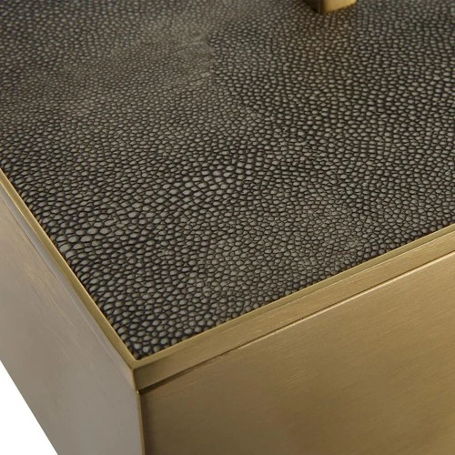 Uttermost 18111 Wessex 14 inch Classic Brass and Gray Faux Shagreen Box - Picture 4 of 9