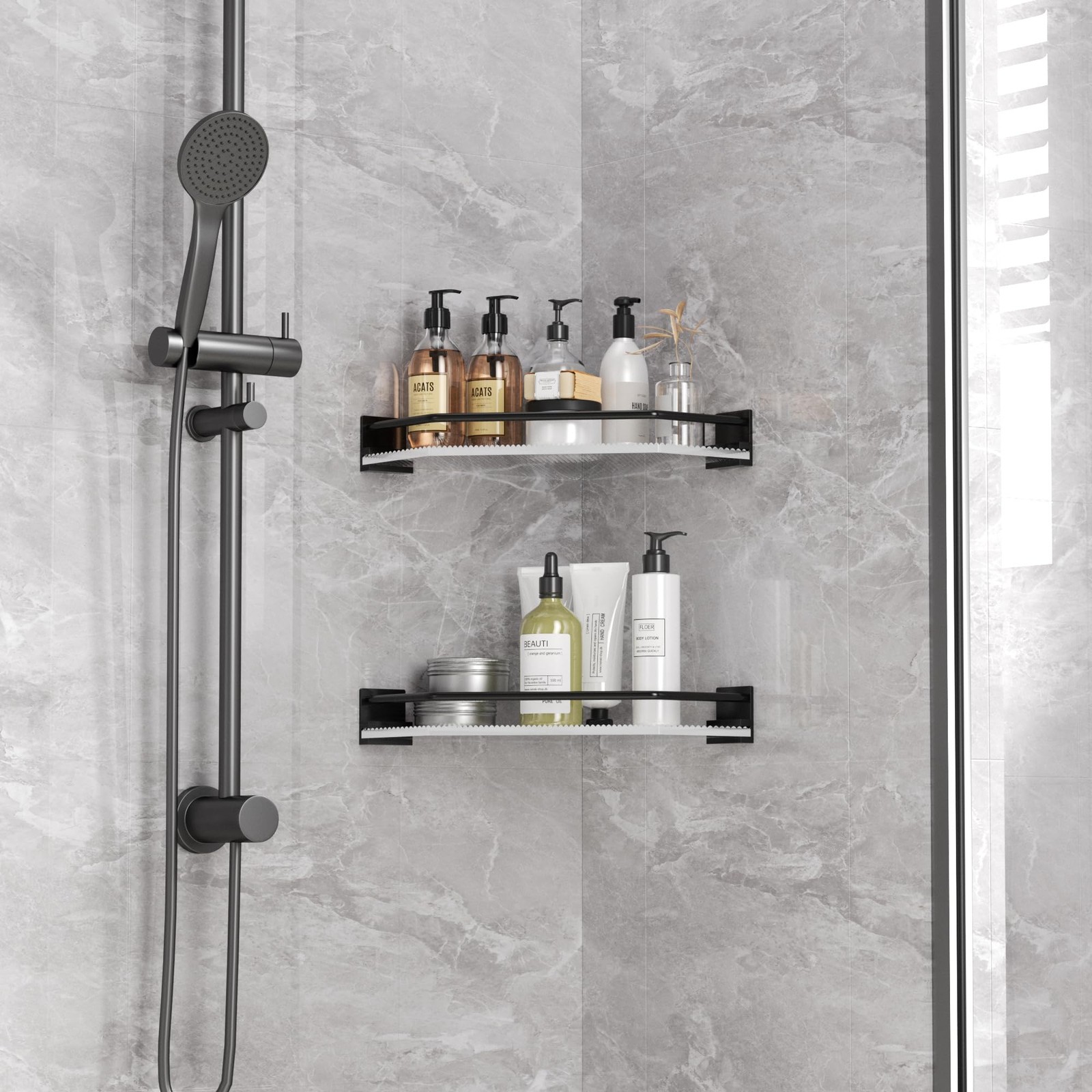 Acrylic Corner Bathroom Counter Organizer - 2 Tier Countertop Storage Shelves...