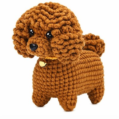 Dog Crochet Kit for Beginners Teddy Amigurumi DIY Set with Video Tutorial