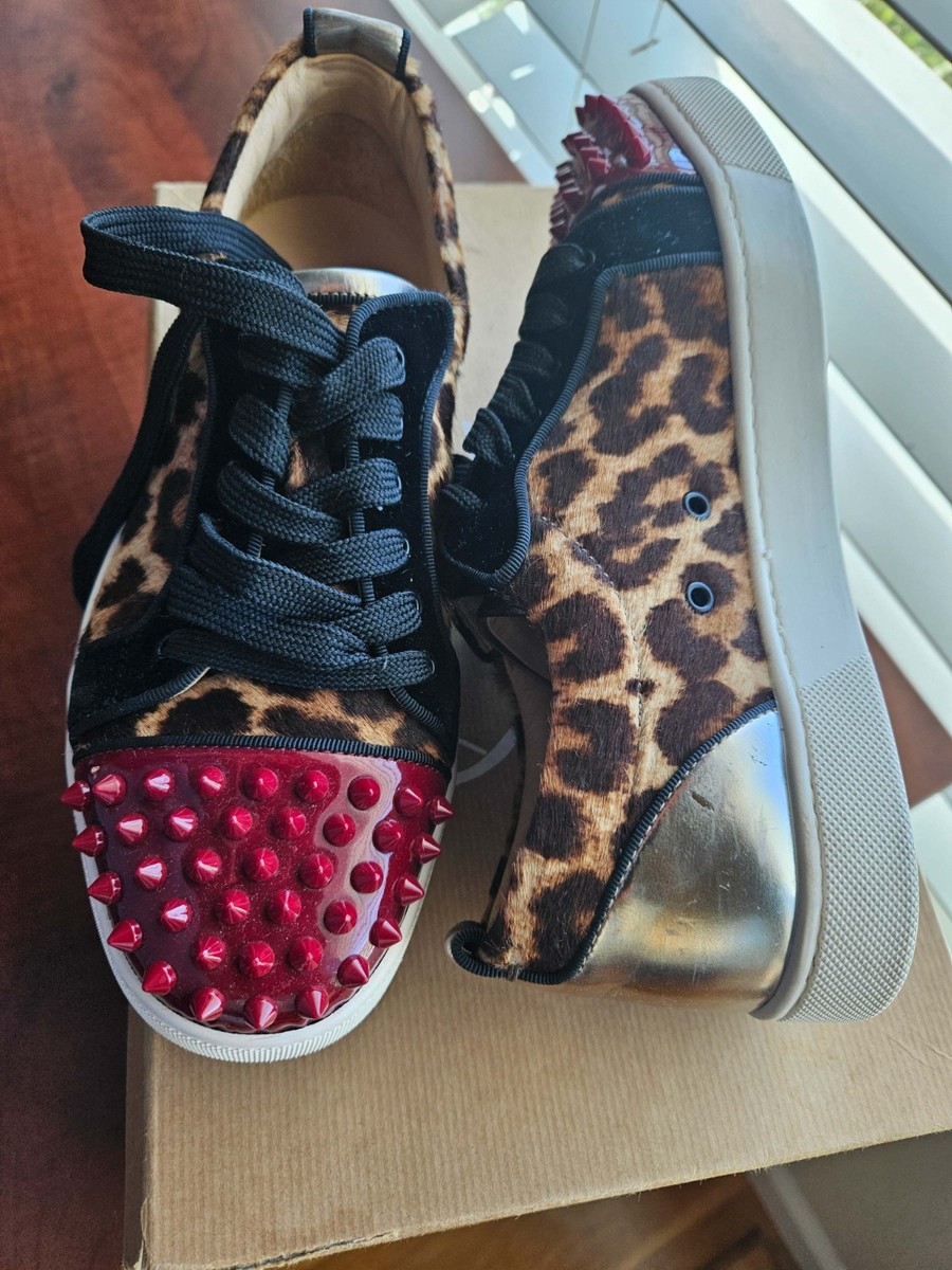 christian louboutin Junior spikes woman flat version leopard Size
